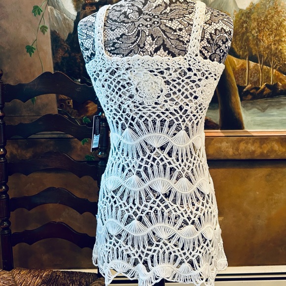 ✨💖 White Crochet Tank Tunic 💖 - Picture 4 of 8